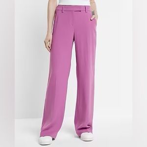 NWOT Express Editor Mid Rise Relaxed Trouser Pant, Purple, Size 8